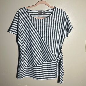 Chicos Easywear‎ Faux Wrap Striped Top | 1